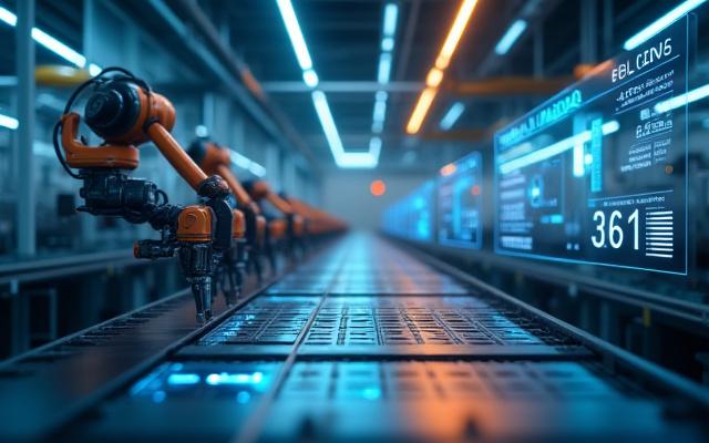 製造業の生産ラインをデジタル化する様子を示す図